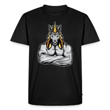 Cadeau de remise en forme de muscles licorne bodybuilder - T-shirt Premium bio Homme - noir - Devant - Nico (187cm)