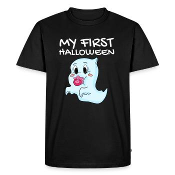 Mon premier bébé d'Halloween - T-shirt Premium bio Homme - noir - Devant - Nico (187cm)