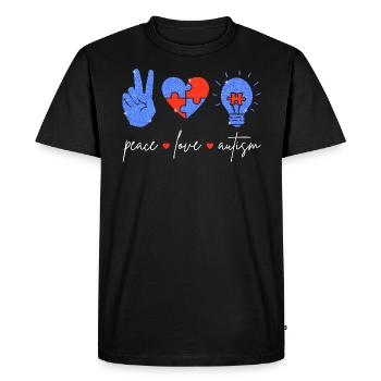 Peace Love Autisme I - T-shirt Premium bio Homme - noir - Devant - Nico (187cm)
