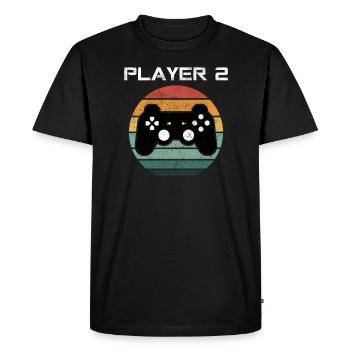 Joueur 2 Gamer Console de jeu vidéo Jeu vidéo NERD - T-shirt Premium bio Homme - noir - Devant - Nico (187cm)