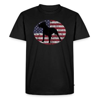 Pitbull Dog American Staffordshire USA Staffy - T-shirt Premium bio Homme - noir - Devant - Nico (187cm)