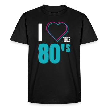 J’AIME LES ANNÉES 80 - T-shirt Premium bio Homme - noir - Devant - Nico (187cm)