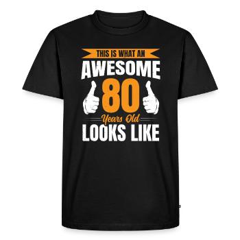 VOICI À QUOI RESSEMBLE UN 80 ANS GÉNIAL - T-shirt Premium bio Homme - noir - Devant - Nico (187cm)
