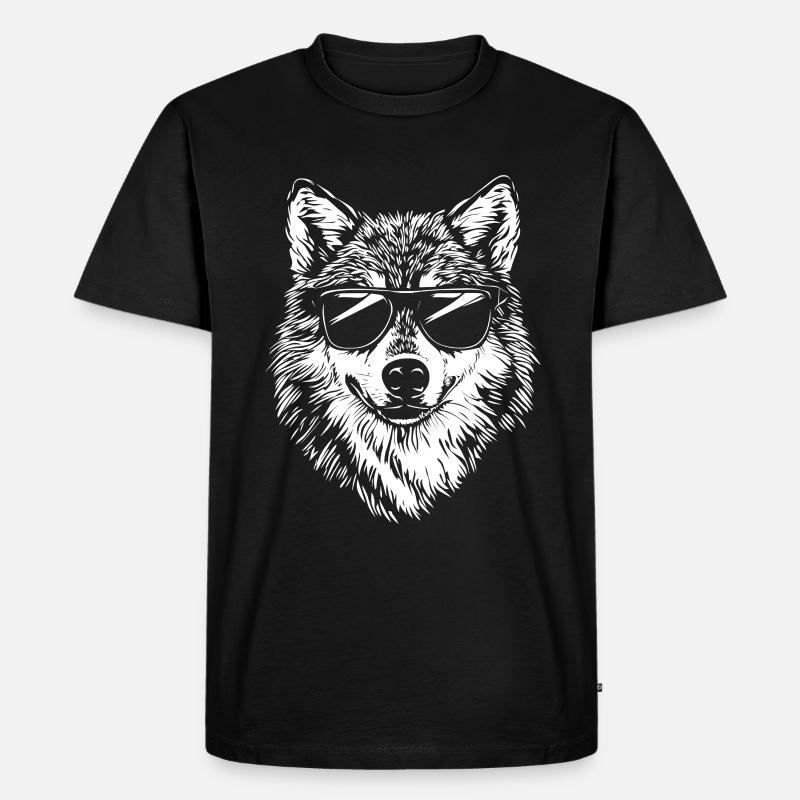 Cool Wolf Sonnenbrille Sommer - Männer Premium Bio T-Shirt - Schwarz