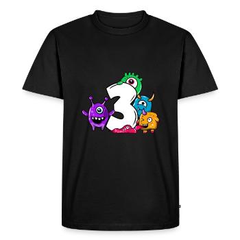 Monster third birthday 3 years gift - Men's Premium Organic T-Shirt - black - Front - Nico (187cm)