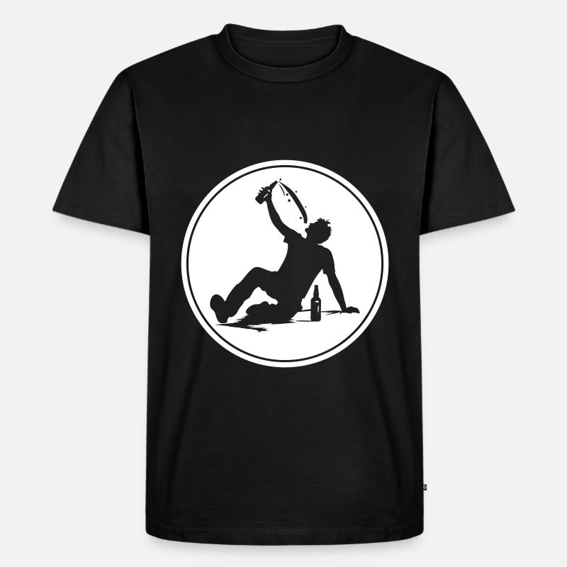 Drinking Bier Silhouette - Männer Premium Bio T-Shirt - Schwarz