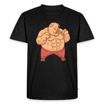 Cochon avec Sixpack Super Strong - T-shirt Premium bio Homme - noir - Devant - Nico (187cm)