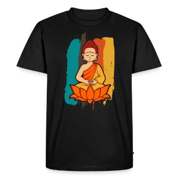 Buddha Cartoon Color Scheme Design Buddha Cartoon - Men's Premium Organic T-Shirt - black - Front - Nico (187cm)