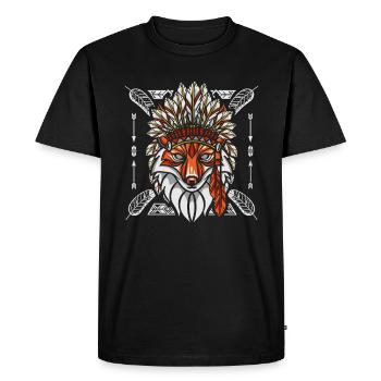 Fox shaman Indian - Men's Premium Organic T-Shirt - black - Front - Nico (187cm)