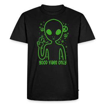 Alien Peace Peace Day - Men's Premium Organic T-Shirt - black - Front - Nico (187cm)