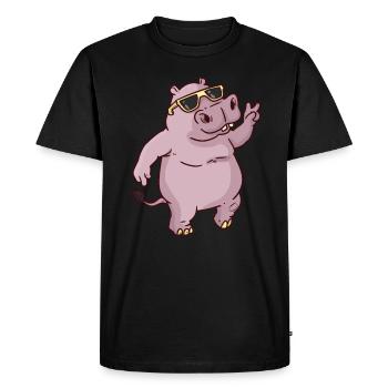 Peace Hippo peace day - Men's Premium Organic T-Shirt - black - Front - Nico (187cm)