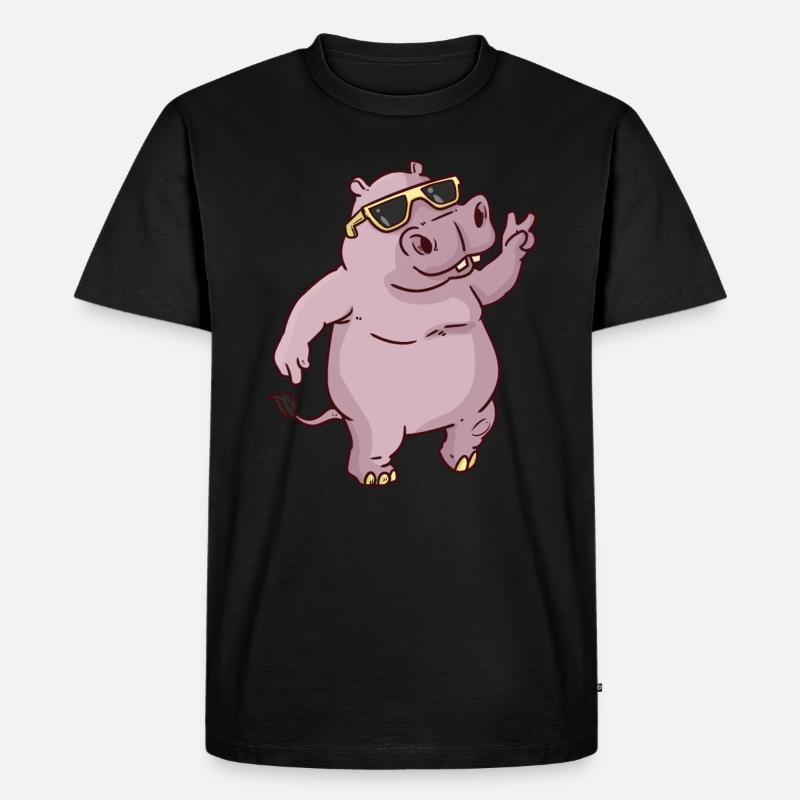 Frieden Hippo peace day - Männer Premium Bio T-Shirt - Schwarz