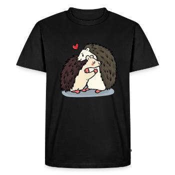 Câlin d'amour de hérisson - T-shirt Premium bio Homme - noir - Devant - Nico (187cm)