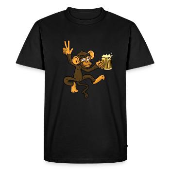 Singe de bière - T-shirt Premium bio Homme - noir - Devant - Nico (187cm)
