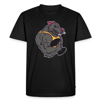 Musculation rat fitness haltères muscles - T-shirt Premium bio Homme - noir - Devant - Nico (187cm)