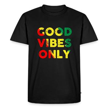 Good Vibes Only Rasta Regta Roots Clothing - T-shirt Premium bio Homme - noir - Devant - Nico (187cm)