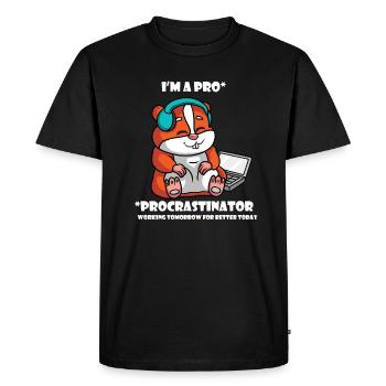 I au Procrastinator Hamster working tomorrow - T-shirt Premium bio Homme - noir - Devant - Nico (187cm)
