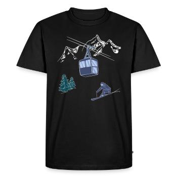 Poudreuse aux gens Scène des remontées mécaniques Skieur sur piste - T-shirt Premium bio Homme - noir - Devant - Nico (187cm)