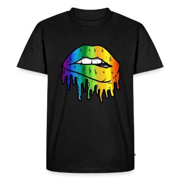 LGBT Rainbow Lip Gay Pride LGBTQ Lips Gay Pride - Men's Premium Organic T-Shirt - black - Front - Nico (187cm)