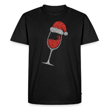 Wein Weihnachten Mütze glitzer schön - Männer Premium Bio T-Shirt - Schwarz - Vorne - Nico (187cm)
