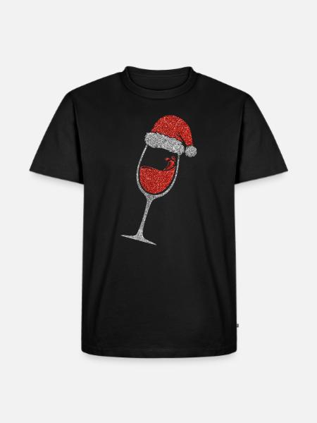 Wine Christmas cap glitter beautiful - Men's Premium Organic T-Shirt - black