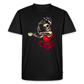 Coffee skeleton woman funny coffee love - Men's Premium Organic T-Shirt - black - Front - Nico (187cm)