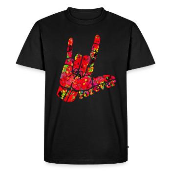 I LOVE YOU forever - Concevez avec la langue des signes - T-shirt Premium bio Homme - noir - Devant - Nico (187cm)