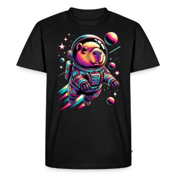 Capybaras Cute Capybara Astronaut - Men's Premium Organic T-Shirt - black - Front - Nico (187cm)