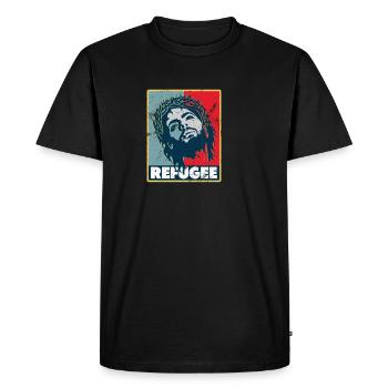 Réfugiés - T-shirt Premium bio Homme - noir - Devant - Nico (187cm)