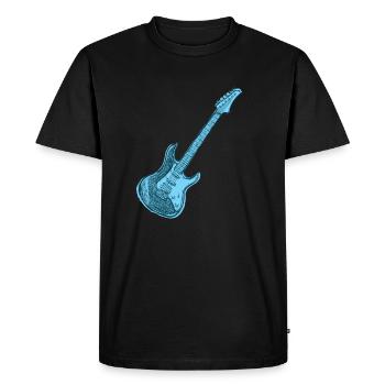 Guitare électrique bleue, guitare - T-shirt Premium bio Homme - noir - Devant - Nico (187cm)