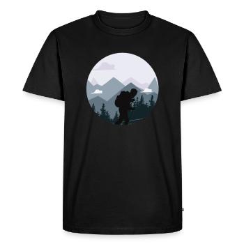 Randonnée, alpinisme, silhouette de randonneur - T-shirt Premium bio Homme - noir - Devant - Nico (187cm)