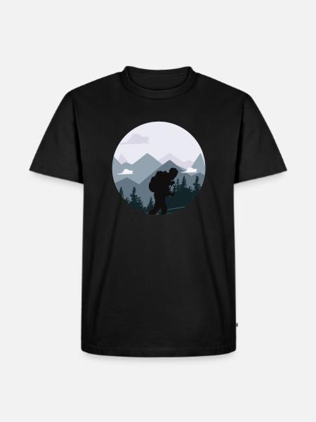 Hiking, mountaineering, hiker silhouette - Men's Premium Organic T-Shirt - black