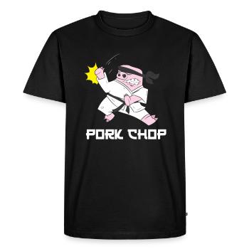 Côtelette de porc karaté - T-shirt Premium bio Homme - noir - Devant - Nico (187cm)