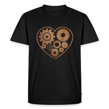 Coeur steampunk avec engrenages - T-shirt Premium bio Homme - noir - Devant - Nico (187cm)