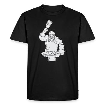 Forgeron avec enclume, marteau et pince - T-shirt Premium bio Homme - noir - Devant - Nico (187cm)