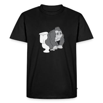 Gorille sur les toilettes - T-shirt Premium bio Homme - noir - Devant - Nico (187cm)