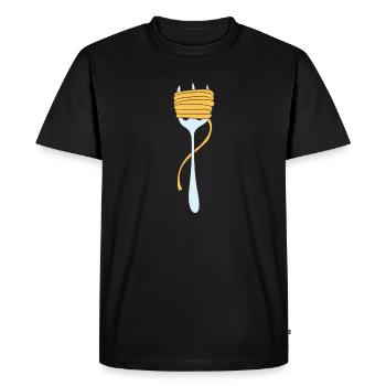Pasta - Spaghetti wound on fork - Men's Premium Organic T-Shirt - black - Front - Nico (187cm)