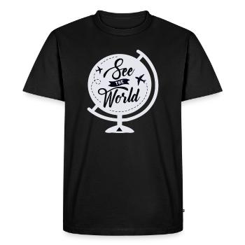 See The World - Men's Premium Organic T-Shirt - black - Front - Nico (187cm)