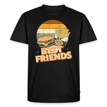 frites et burger Meilleurs amis - T-shirt Premium bio Homme - noir - Devant - Nico (187cm)