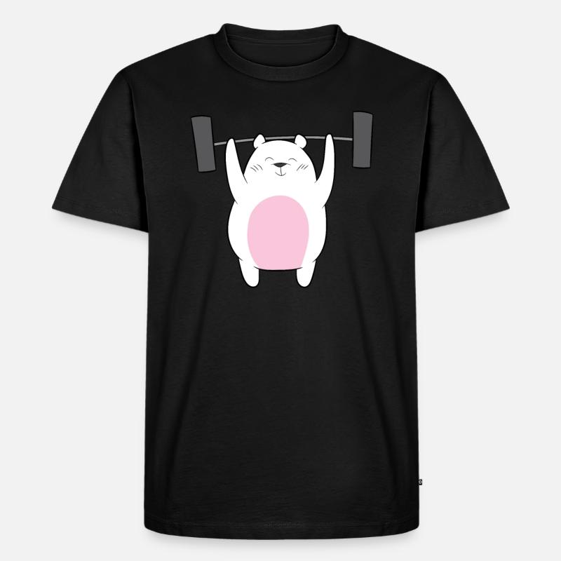 Gewichtheben - Eisbär hebt Gewichte - Männer Premium Bio T-Shirt - Schwarz
