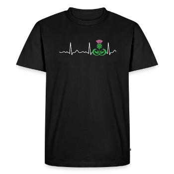 Chardon / Ecosse - pouls, rythme cardiaque, ligne cardiaque - T-shirt Premium bio Homme - noir - Devant - Nico (187cm)
