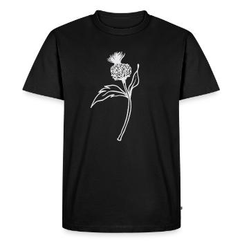 Thistle / Scotland - flower on a stem - Men's Premium Organic T-Shirt - black - Front - Nico (187cm)