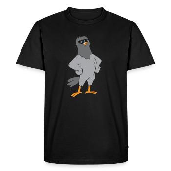Pigeon - Cool pigeon avec lunettes de soleil, sécurité - T-shirt Premium bio Homme - noir - Devant - Nico (187cm)