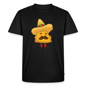 Nacho - Mexican Nacho with mustache and Sat - Men's Premium Organic T-Shirt - black - Front - Nico (187cm)