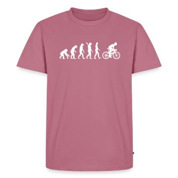 Rennradfahrer - Evolution des Menschen / Darwin - Männer Premium Bio T-Shirt - Mauve - Vorne - Nico (187cm)
