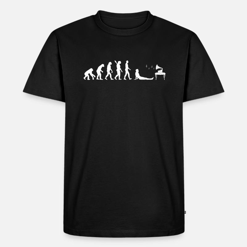 Schallplattenspieler - Evolution des Menschen Darw - Männer Premium Bio T-Shirt - Schwarz