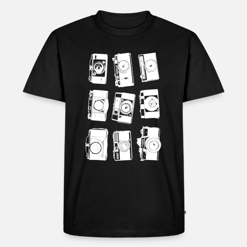 Retro Kamera Collage - Männer Premium Bio T-Shirt - Schwarz