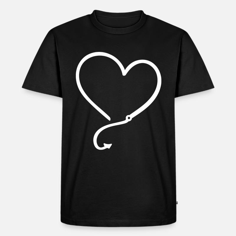 Anglerliebe - Männer Premium Bio T-Shirt - Schwarz