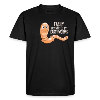 Ver de terre - facilement distrait par les vers de terre - T-shirt Premium bio Homme - noir - Devant - Nico (187cm)