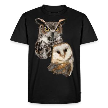 Schleiereule und amerikanische Eule - Männer Premium Bio T-Shirt - Schwarz - Vorne - Nico (187cm)